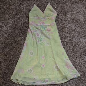 Max Studio Floral Midi Dress in Light Green and Pink